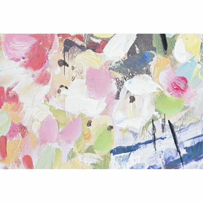 DKD Home Decor Set de 2 Cuadros de Lienzo con Marco de Pino Florero 80x80 cm