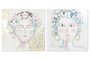 DKD Home Decor Set de 2 Cuadros Lienzo sobre Pino 100x100 cm Mujer