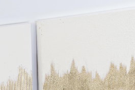 DKD Home Decor Cuadro Abstracto Blanco Dorado Lienzo MDF 120 x 60 x 3 cm (2 Unidades)