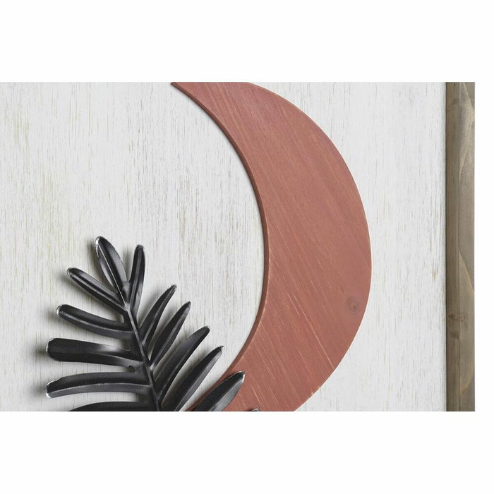 DKD Home Decor Cuadro MDF y Metal Hojas Luna 3D Set de 2