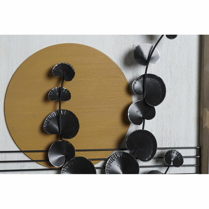 DKD Home Decor Cuadro MDF y Metal Hojas Luna 3D Set de 2