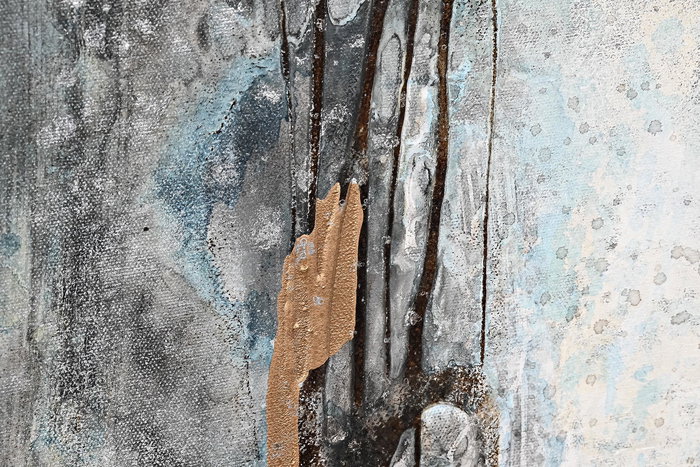 DKD Home Decor Cuadro Abstracto Lienzo y Ps Azul Blanco 131 x 4 x 131 cm