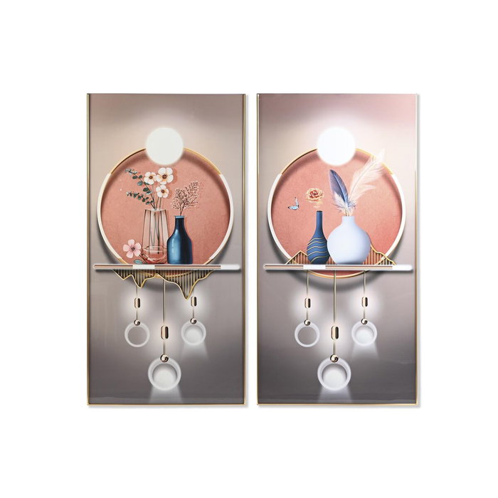 DKD Home Decor Cuadro Aluminio y MDF 80x160 con Diseño de Jarrones Surtido de 2