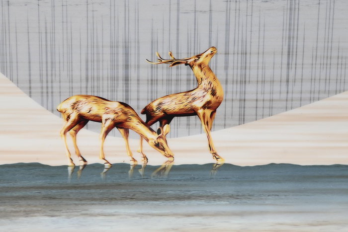 DKD Home Decor Cuadro Glam Dorado Gris Aluminio MDF 160 x 80 x 3 cm (2 Unidades)