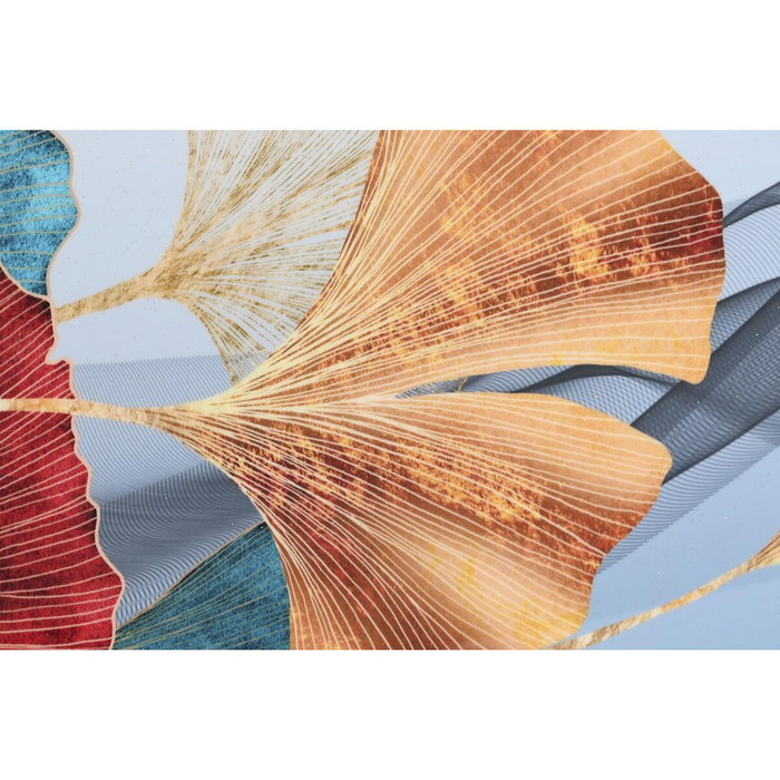 DKD Home Decor Cuadro de Hojas Multicolor y Dorado de 180x60 cm (Pack de 2)