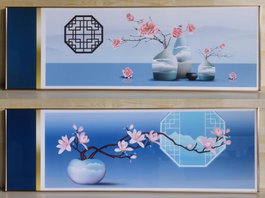 DKD Home Decor Set de 2 Cuadros Orientales 180x60 cm Azul y Rosa