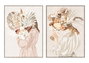 DKD Home Decor Cuadro Chica Ramo Set de 2 Unidades 90x120 cm