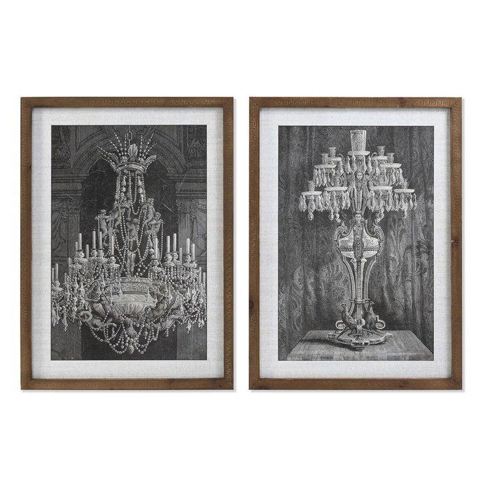 DKD Home Decor Cuadro de Cristal Abeto con Lámpara, 50x70 cm, Surtido de 2 unidades