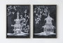 DKD Home Decor Set de 2 Cuadros de Cristal y Bambú Estilo Oriental