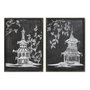 DKD Home Decor Set de 2 Cuadros de Cristal y Bambú Estilo Oriental