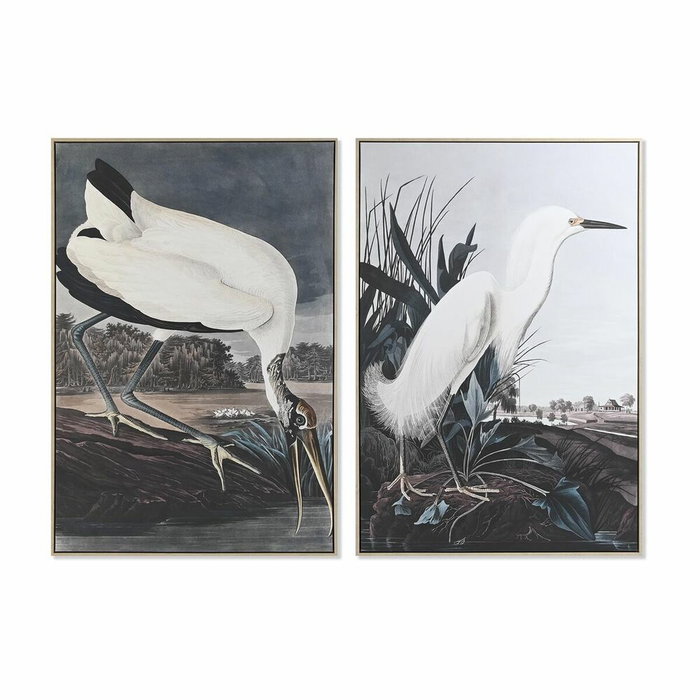 DKD Home Decor Set de 2 Cuadros Enmarcados de Garza, 83x4x123 cm