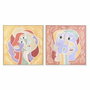 DKD Home Decor Set de 2 Cuadros de Caras Abstractas en Lienzo y PS 83x83x4 cm Multicolor