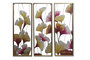 DKD Home Decor Decoracion Pared Tropical Set 3 Piezas Amarillo Rosa Metal Cristal Hojas 122 x 122 x 3 cm