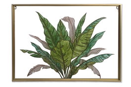 DKD Home Decor Decoración de Pared Metal y Cristal Hojas Verde