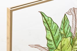 DKD Home Decor Decoración de Pared Tropical Verde Dorado Metal y Cristal 3 x 60 x 80 cm