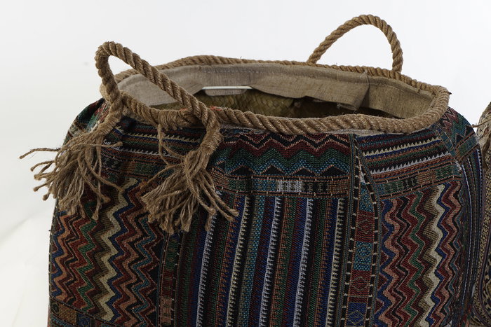 DKD Home Decor Cesta Boho Multicolor Fibra Algodón 41 x 41 x 40 cm (2 Unidades)