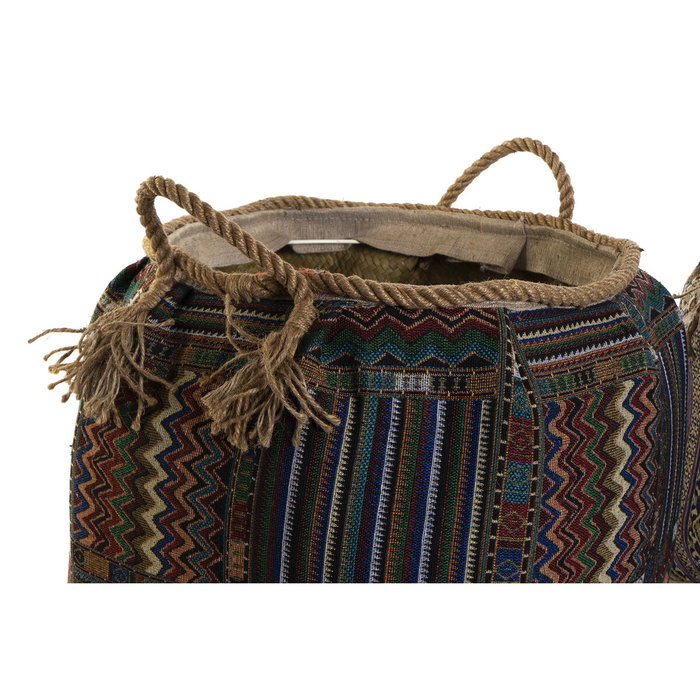 DKD Home Decor Cesta de Fibra y Algodón Multicolor, Pack de 2