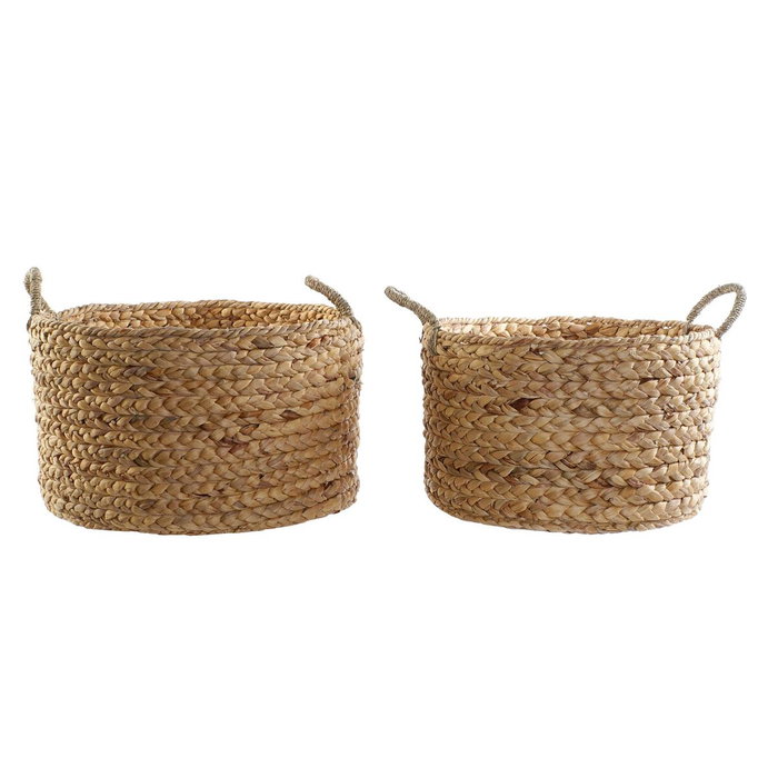 DKD Home Decor Set de 2 Cestas de Junco 51x51x30 cm Marrón y Natural