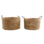 DKD Home Decor Set de 2 Cestas de Junco 51x51x30 cm Marrón y Natural