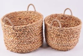 DKD Home Decor Cesta Balines Marron Junco Set de 2 51 x 30 x 51 cm Hecho a Mano Reciclable