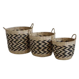 DKD Home Decor Set de 3 Cestas de Fibra 40x40x35 cm Marrón Claro Natural