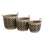 DKD Home Decor Set de 3 Cestas de Fibra 40x40x35 cm Marrón Claro Natural