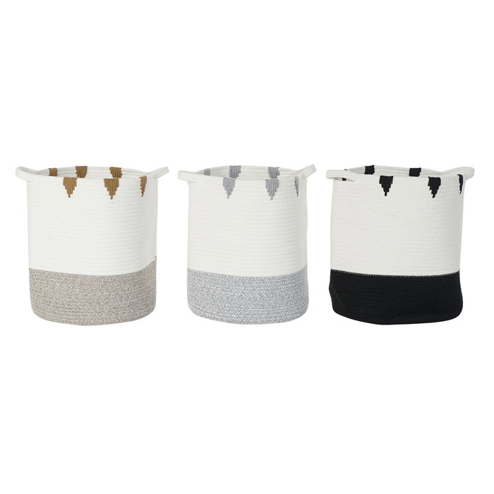 DKD Home Decor Set de 3 Cestas de Algodón 34x34x40 cm DKD Home Decor Set de 3 Cestas de Algodón 34x34x40 cm