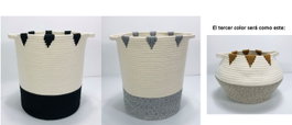 DKD Home Decor Set de 3 Cestas de Algodón 34x34x40 cm