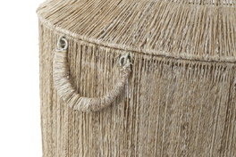 DKD Home Decor Set de 2 Cestas de Yute y Metal con Tapa, 51x51x48 cm, Marrón Natural