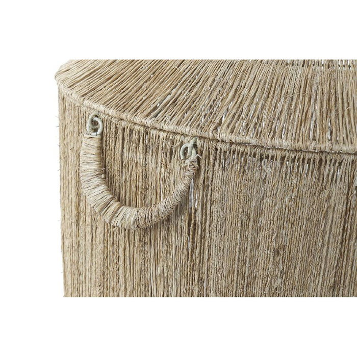 DKD Home Decor Set de 2 Cestas de Yute y Metal con Tapa, 51x51x48 cm, Marrón Natural