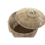 DKD Home Decor Set de 2 Cestas de Yute y Metal con Tapa, 51x51x48 cm, Marrón Natural