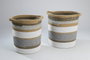 DKD Home Decor Set de 2 Cestas de Algodón y Yute Gris, Natural y Blanco