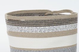 DKD Home Decor Cesta Boho Gris Natural Algodón Yute Set de 2 40 x 40 x 40 cm