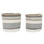 DKD Home Decor Set de 2 Cestas de Algodón y Yute Gris, Natural y Blanco