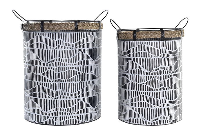 DKD Home Decor Cesta Urban Set de 2 Blanco Marron Hierro Cuerda 42 x 58 x 52 cm DKD Home Decor Cesta Urban Set de 2 Blanco Marron Hierro Cuerda 42 x 58 x 52 cm