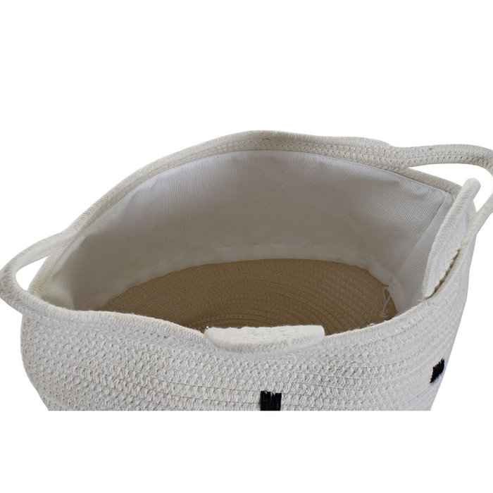 DKD Home Decor Set de 2 Cestas de Ropa de Algodón Blanco