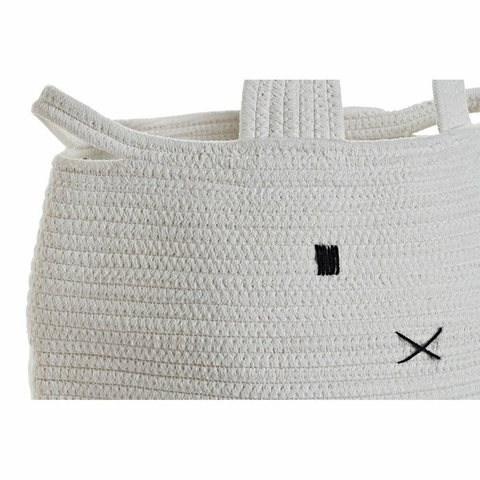 DKD Home Decor Set de 2 Cestas de Ropa de Algodón Blanco