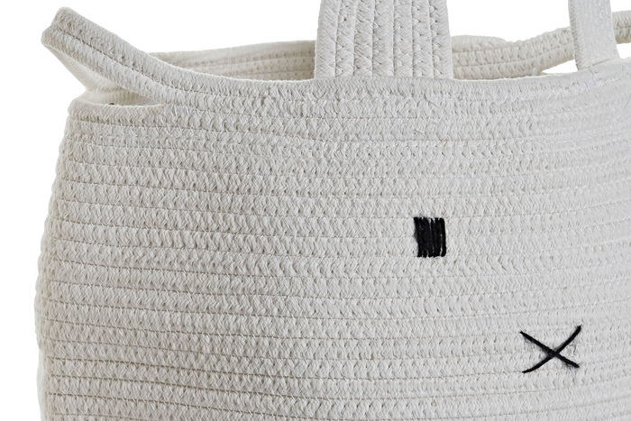 DKD Home Decor Cesta Ropa Baby Blanco Algodón Poliéster 35 x 35 x 49 cm Set de 2