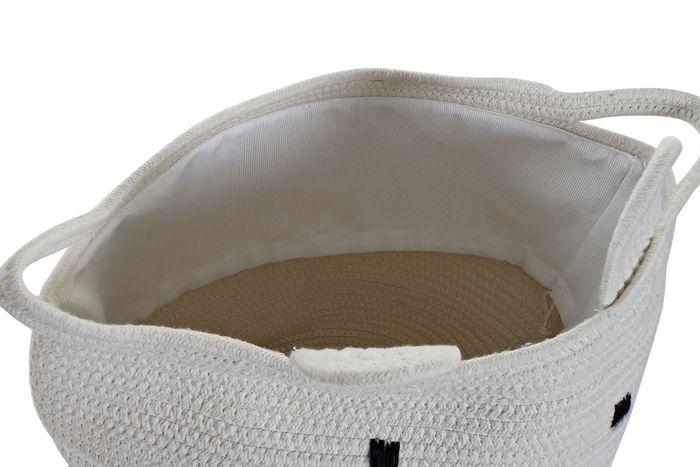 DKD Home Decor Cesta Ropa Baby Blanco Algodón Poliéster 35 x 35 x 49 cm Set de 2