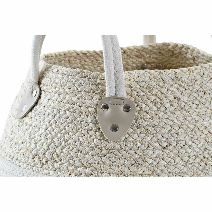 DKD Home Decor Cesta de Algodón y Fibra 37x37x25 Natural