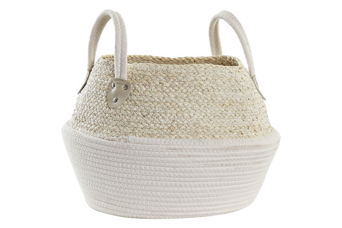 DKD Home Decor Cesta White basket Natural Blanco 37 x 25 x 37 cm DKD Home Decor Cesta White basket Natural Blanco 37 x 25 x 37 cm