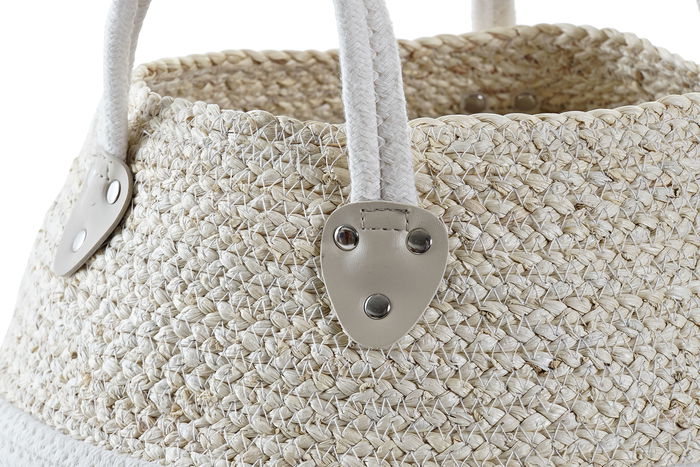 DKD Home Decor Cesta White basket Natural Blanco 37 x 25 x 37 cm DKD Home Decor Cesta White basket Natural Blanco 37 x 25 x 37 cm