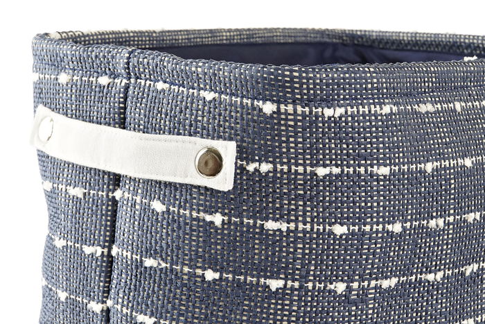 DKD Home Decor Cesta Azul Marino Blanco Poliester Set de 3 Piezas 28 x 25 x 38 cm DKD Home Decor Cesta Azul Marino Blanco Poliester Set de 3 Piezas 28 x 25 x 38 cm