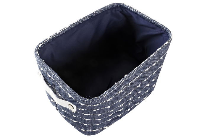DKD Home Decor Cesta Azul Marino Blanco Poliester Set de 3 Piezas 28 x 25 x 38 cm DKD Home Decor Cesta Azul Marino Blanco Poliester Set de 3 Piezas 28 x 25 x 38 cm