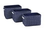 DKD Home Decor Set de 3 Cestas de Poliéster Azul Marino y Blanco