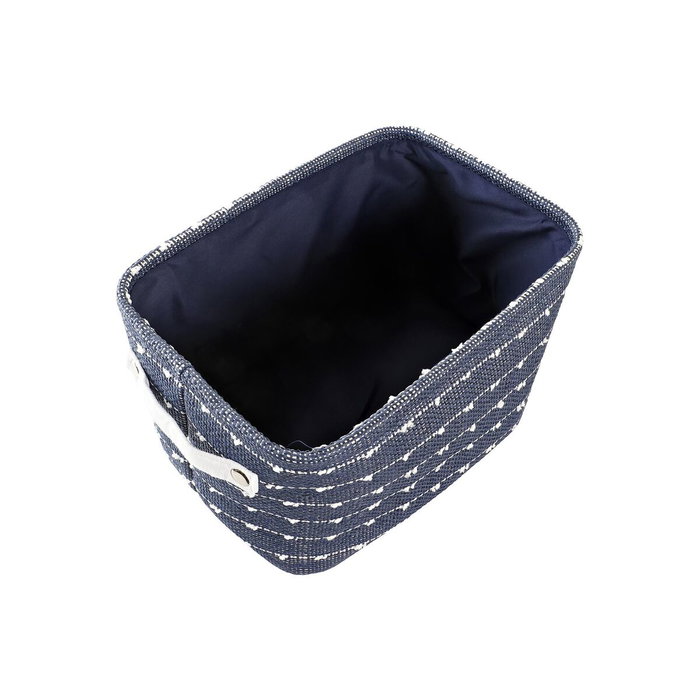 DKD Home Decor Set de 3 Cestas de Poliéster Azul Marino y Blanco