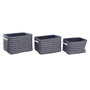 DKD Home Decor Set de 3 Cestas de Poliéster Azul Marino y Blanco
