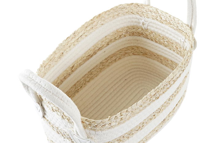 DKD Home Decor Cesta Blanco Beige 16 x 19 x 33 cm DKD Home Decor Cesta Blanco Beige 16 x 19 x 33 cm