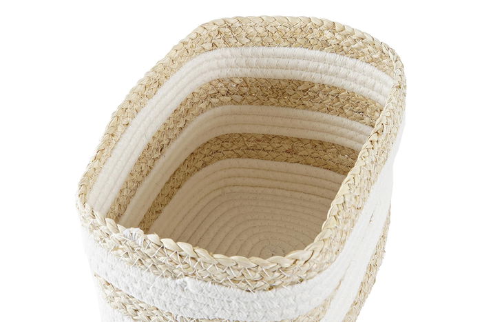 DKD Home Decor Cesta Blanco Beige 20 x 18 x 28 cm Fibra DKD Home Decor Cesta Blanco Beige 20 x 18 x 28 cm Fibra