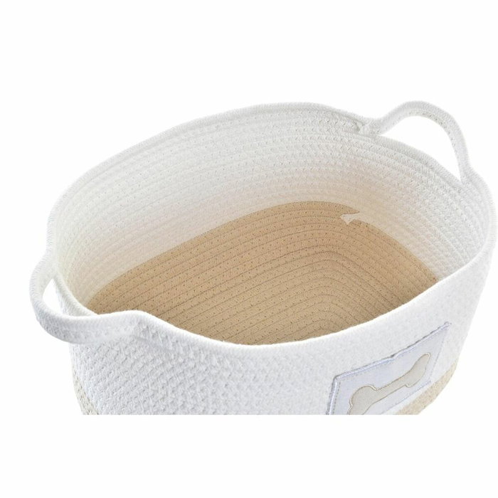 DKD Home Decor Set de 2 Cestas de Algodón Blanco 43x30x23 cm
